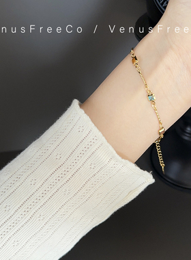 黄铜镀真金精致彩色小钻手链