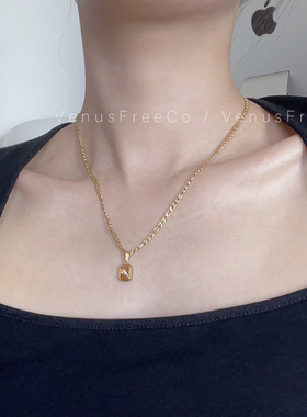 黄宝石不褪色18k锁骨链ins