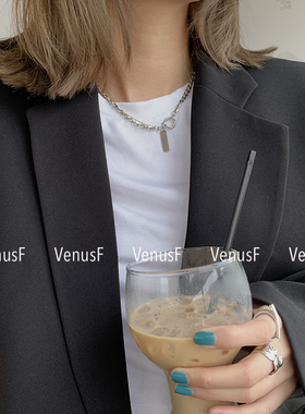 高级特别设计银色粗链条双层细金