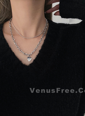 金银不掉色爱心字母叠戴毛衣链