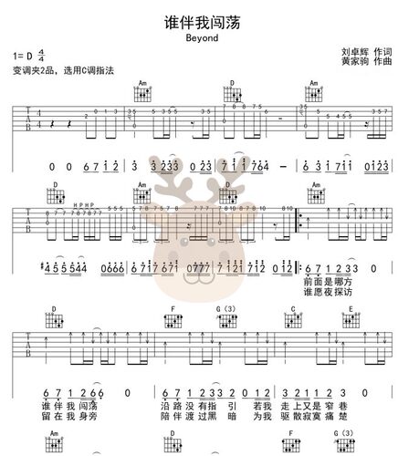谁伴我闯荡 - Beyond 共5个版本 吉他谱 PDF电子格式 - 图1