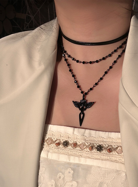 个性独特暗黑风天使吊坠叠戴项链