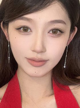 极简冷淡风长款碎银流苏耳环
