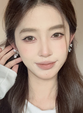 鸢尾花十字架耳环冷淡风镶钻耳钉
