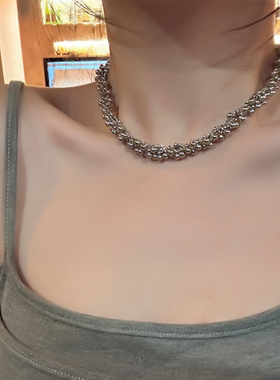 小众金属圆球串珠项链金属锁骨链