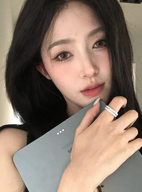 低调奢华三排钻紫色满钻戒指