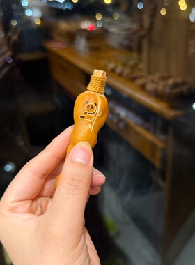 小熊猫烙画葫芦杆子 麻花杆子葫芦手把件