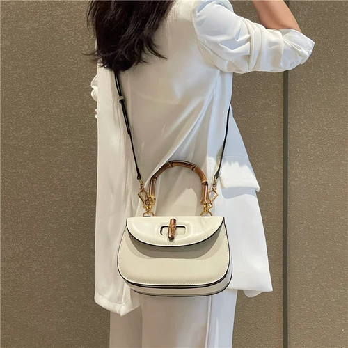 Ретро универсальная бамбуковая сумка, модный ремешок для сумки, коллекция 2022, из натуральной кожи