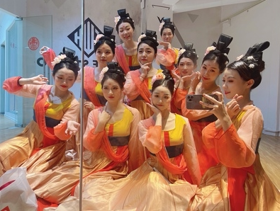 古典演出扇子丽人行女子桃李唐印舞蹈头饰假发舞台表演艺考发头饰 - 图0