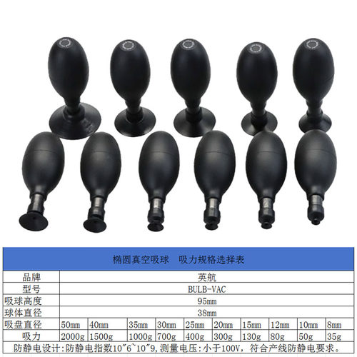 英航防静电吸球橡胶吸笔吸盘BULB-VAC无痕镜片起拔器椭圆真空吸球 - 图2