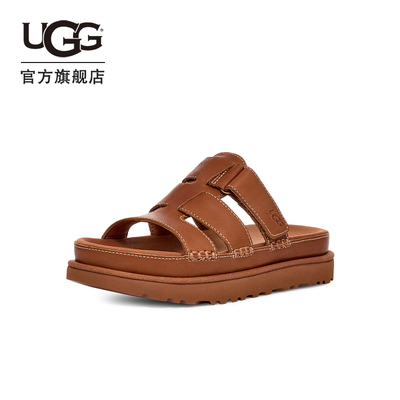 UGG厚底可调式束带魔术贴凉拖鞋