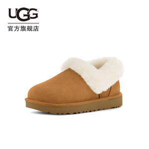 UGG2023冬季女士便鞋舒适茸茸毛圈口平底休闲毛单鞋乐福鞋1119002