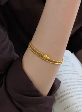 新中式沙金小葫芦手镯女小众设计