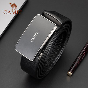 骆驼皮带男士牛皮腰带2026新款送爸爸礼物自动扣腰封弹力真皮裤带