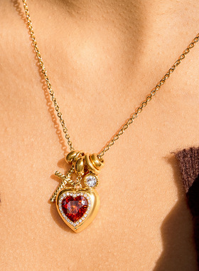 欧美情人节饰品仿钛钢爱心锆石项链轻奢小众锁骨链不锈钢首饰