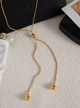 欧美钛钢长项链轻奢感y字链不掉色毛衣链不锈钢饰品跨境