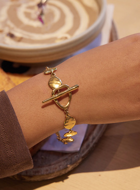 欧美不锈钢首饰ot扣手链轻奢感镀真金手镯女钛钢跨境饰品