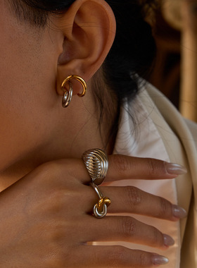 欧美不锈钢耳钉轻奢感耳环钛钢耳饰品女小众设计earrings