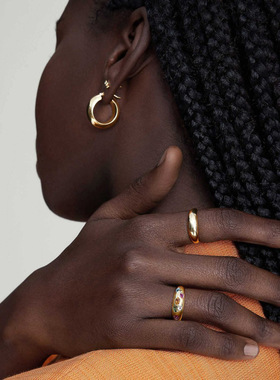 欧美ins网红潮流18k金不锈钢镶彩色锆石戒指7号跨境新款指环