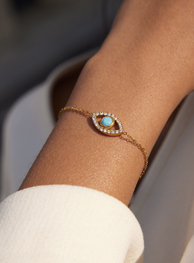 恶魔之眼不锈钢锆石手链轻奢感手环欧美手饰钛钢跨境饰品