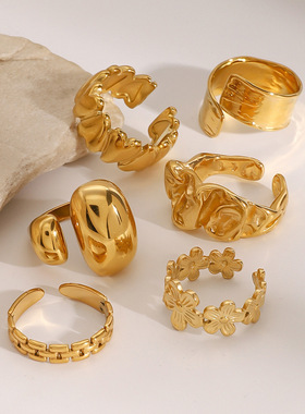 欧美不锈钢复古爱心戒指高级感小众指环钛钢手饰品跨境rings