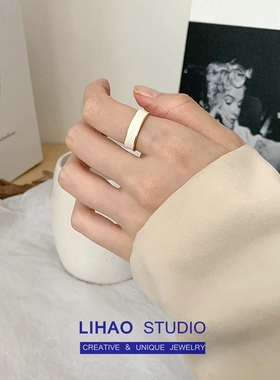 白色滴釉戒指女潮LIHAOINS简约
