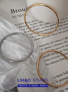 古法金仿真光面素圈手镯钛钢女