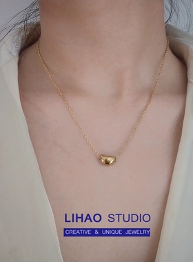 小众设计感小金豆金色项链女