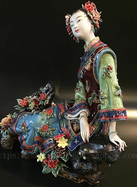 摆设陶瓷人物古典仕女逍遥摆件