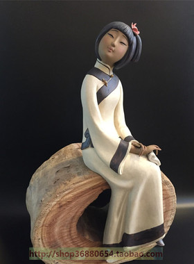 陶瓷工艺品-陶器-石湾陶瓷-石湾公仔家居饰品手工精品 淑女