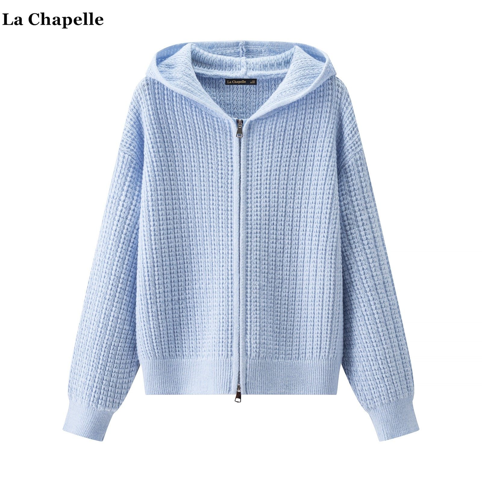 拉夏贝尔/La Chapelle休闲连帽针织开衫高腰阔腿裤女秋冬俩件套装,淘宝优惠券,粉丝福利购,淘宝优惠卷