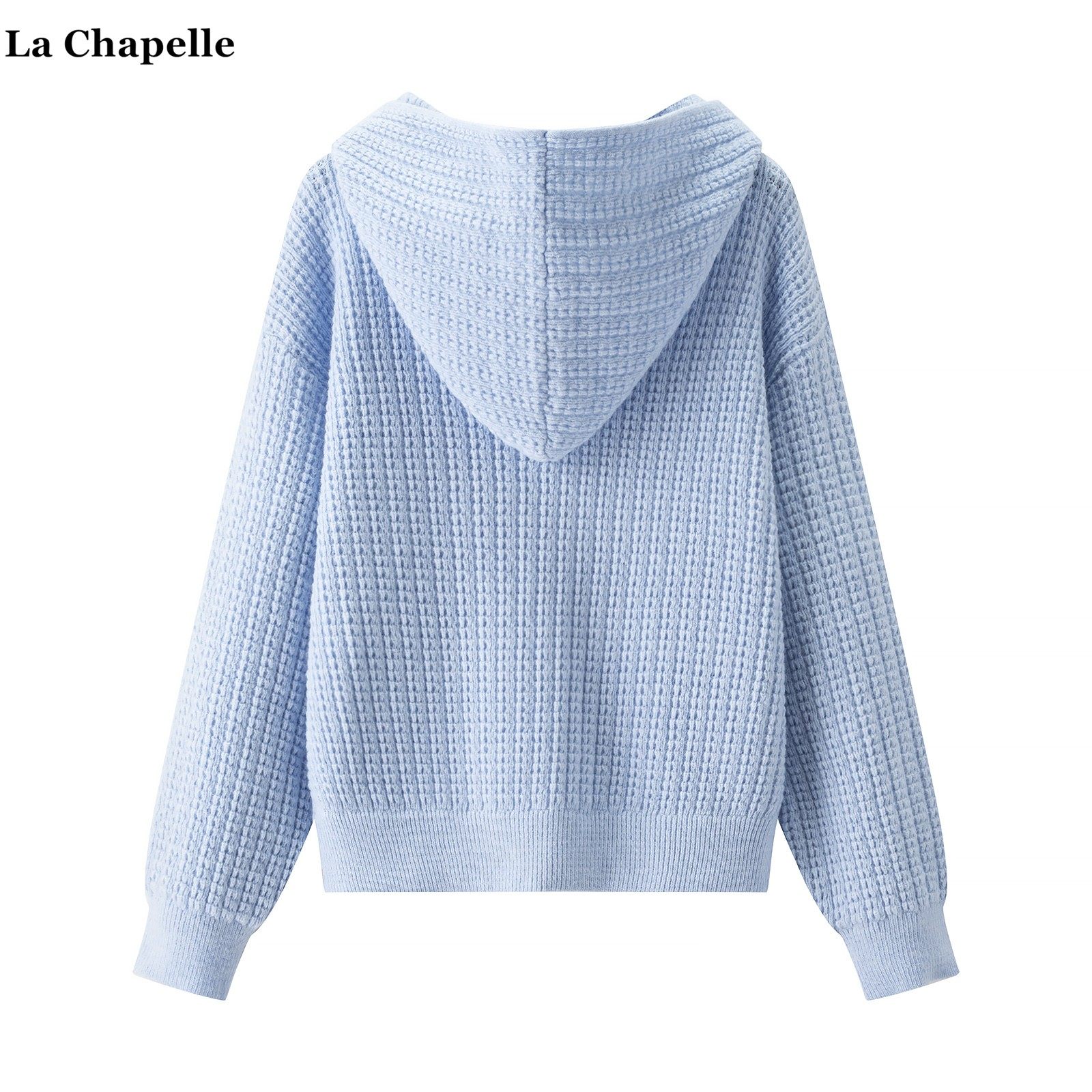 拉夏贝尔/La Chapelle休闲连帽针织开衫高腰阔腿裤女秋冬俩件套装,淘宝优惠券,粉丝福利购,淘宝优惠卷