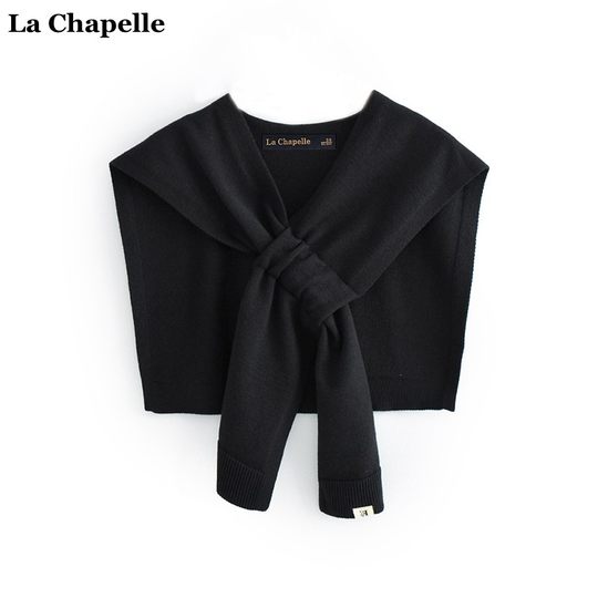 La Chapelle/La Chapelle Strickschal für Damen, einfarbig, gestapeltes Hemd im koreanischen Stil, geknotete Weste im Kreuzstil
