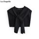 La Chapelle/La Chapelle Strickschal für Damen, einfarbig, gestapeltes Hemd im koreanischen Stil, geknotete Weste im Kreuzstil