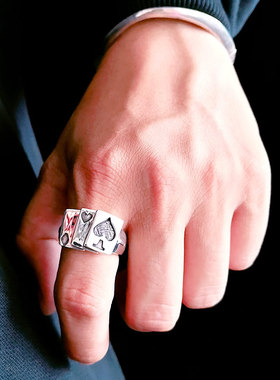 [牌场高手银扑克牌男赌神戒指