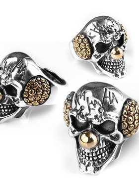 电影骷髅朋克风银戒指