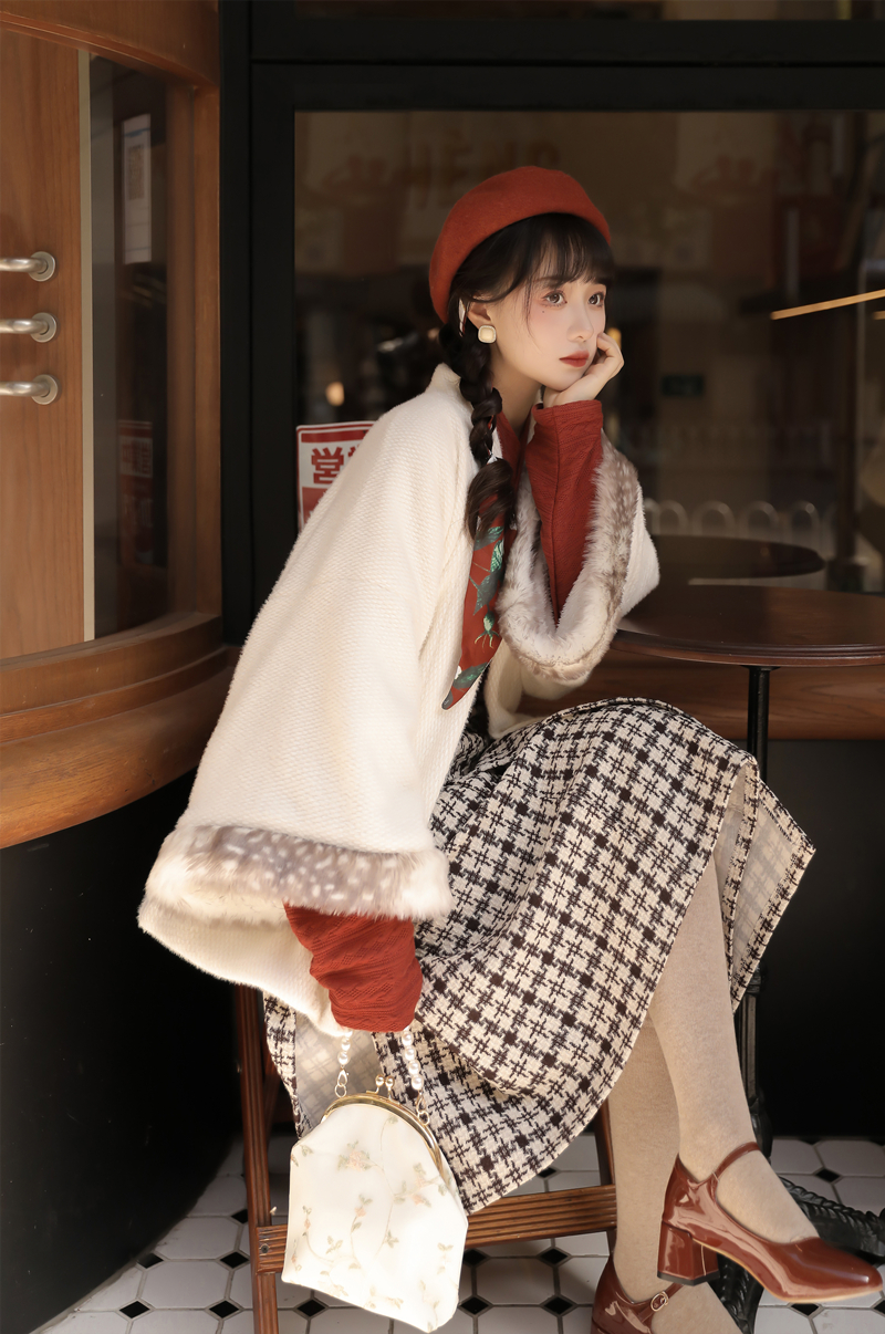 原创汉服女宋制褙子日常飞机袖宋旋裙秋冬汉服加厚绒汉元素花神记