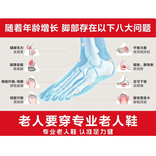 【实体店发货】足力健老人鞋艾草健步鞋春季老年防滑舒适运动鞋女 - 图1
