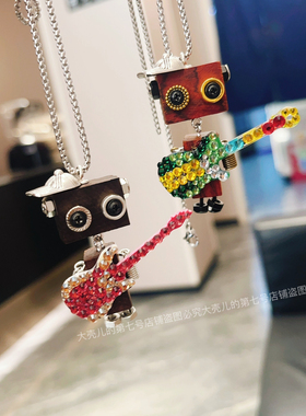 纯手工制作成品镶钻朋克机器人项链木制潮流 创意 时尚 精品 礼物