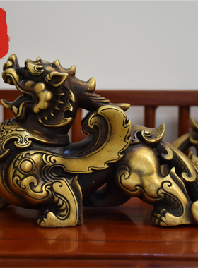 老神仙纯铜貔貅摆件一对大号居家