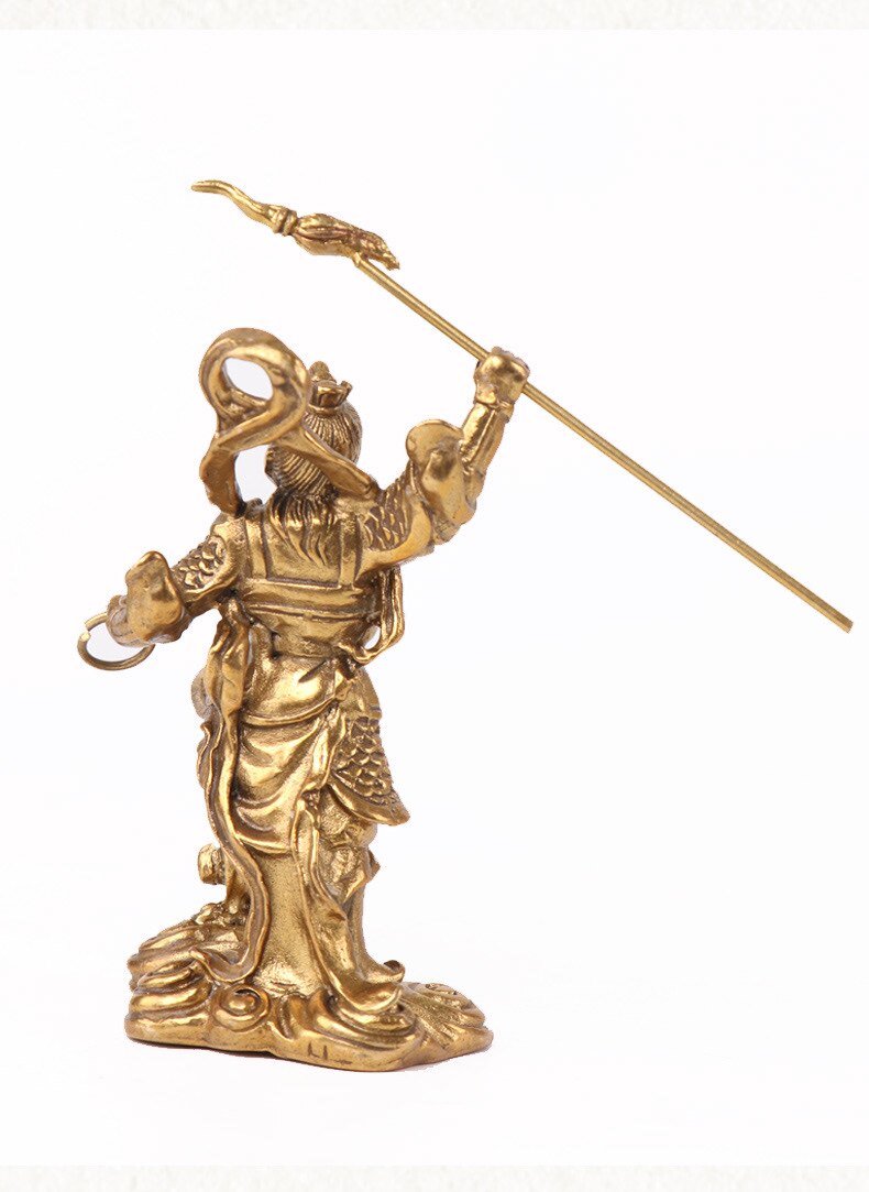 老神仙 纯黄铜哪吒摆件 哪吒三太子铜像 风水家居供奉神像