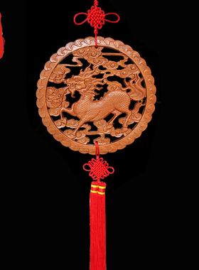 老神仙桃木火麒麟挂件摆件
