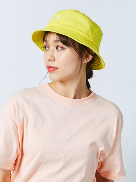 Kangol Washed Bucket袋鼠帆布水洗盆帽遮阳lisa同款平顶渔夫帽