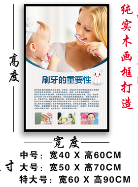 牙科诊所有框口腔儿童圆弧挂画