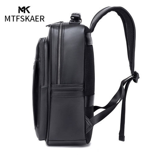 香港MTFSKAER男士真皮背包时尚双肩包商务旅行包大容量学生电脑包 - 图1
