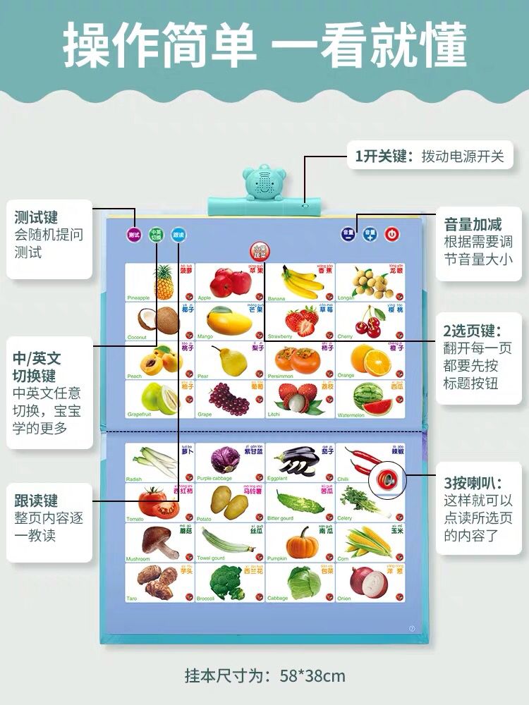 儿童中英文电子点读书早教书幼儿有声读物宝宝学习机点读笔发声书-图2