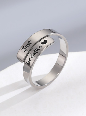 极简风疗愈双层不锈钢戒指