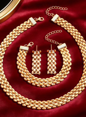 时尚表带设计金属风手链耳钉项链