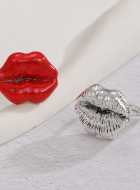 性感红厚嘴唇创意戒指
