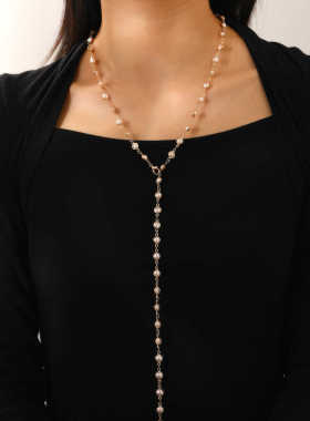 新款时尚彩色宝石珍珠毛衣链